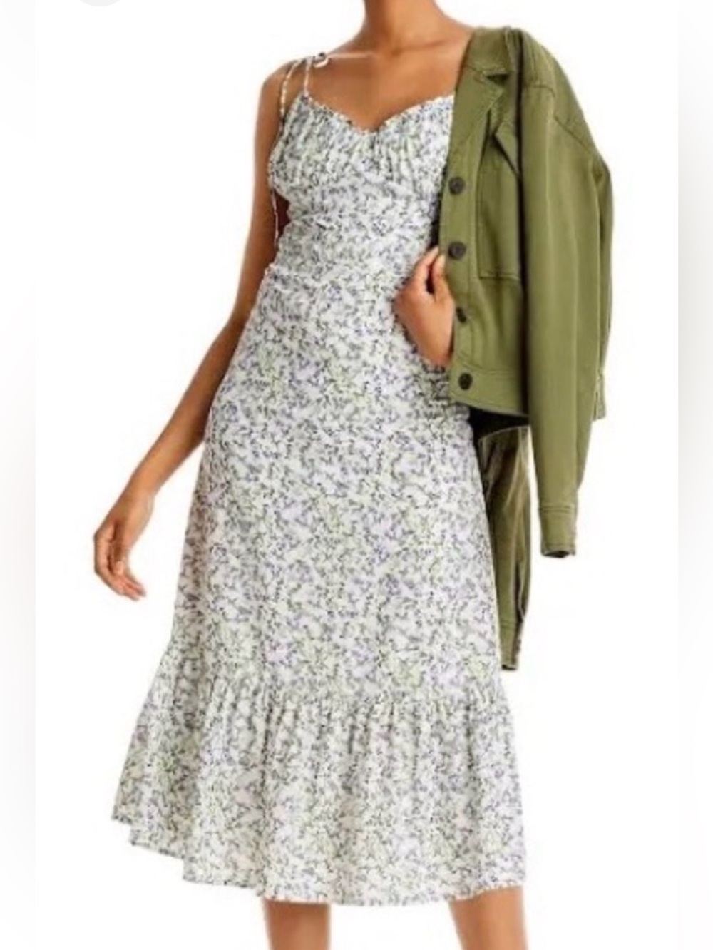 Aqua Kylie Floral Midi Ruffle Dress